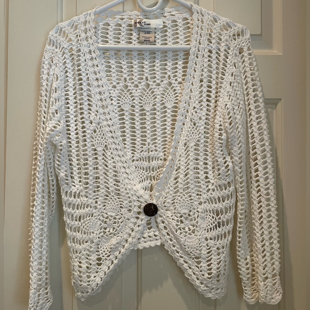 White crotchet knit cardigan